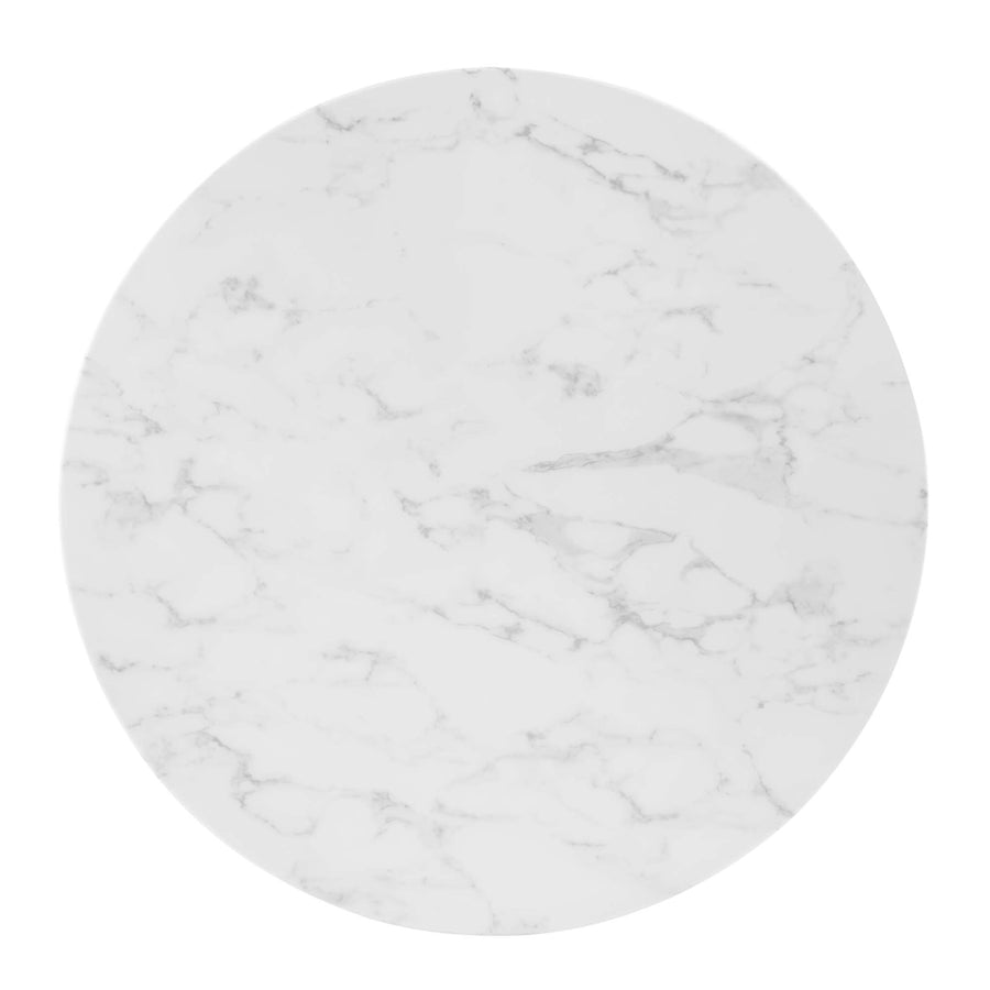 Theo 35" Artificial Marble Dining Table in Gold White