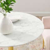 Theo 35" Artificial Marble Dining Table in Gold White