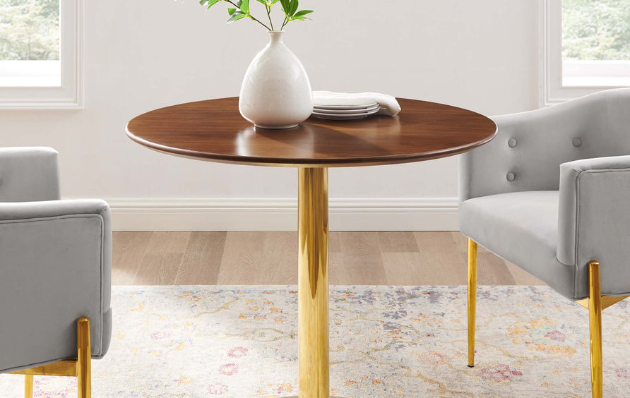 Theo 35" Dining Table in Gold Walnut