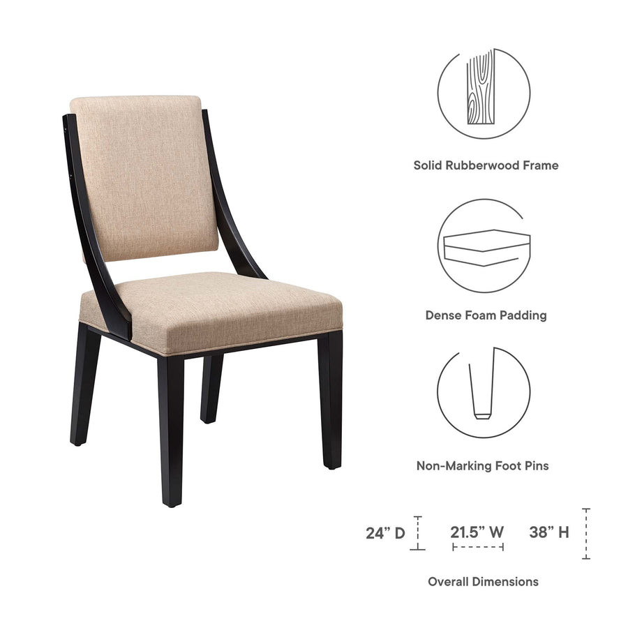 Ifanna Upholstered Fabric Dining Chairs Set of 2 in Beige