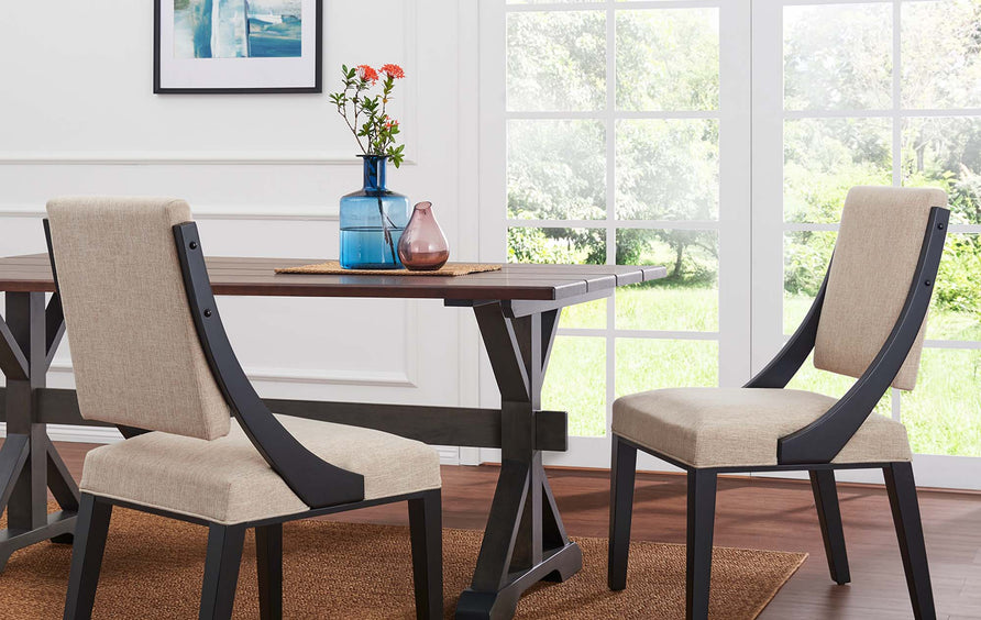 Ifanna Upholstered Fabric Dining Chairs Set of 2 in Beige