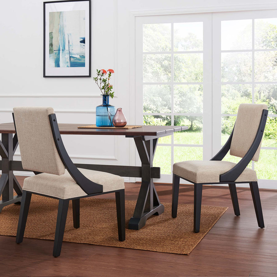 Ifanna Upholstered Fabric Dining Chairs Set of 2 in Beige