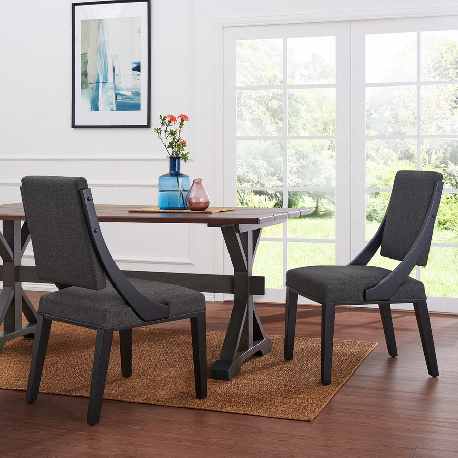 Ifanna Upholstered Fabric Dining Chairs Set of 2 in Gray