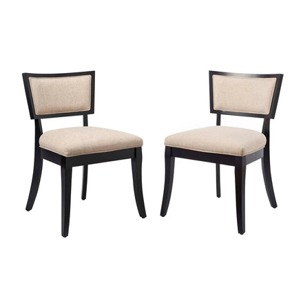 Pristine Upholstered Fabric Dining Chairs Set of 2 in Beige