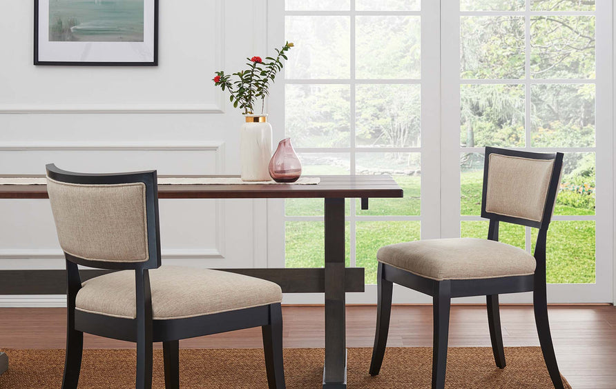 Eidfjord Upholstered Fabric Dining Chairs Set of 2 in Beige