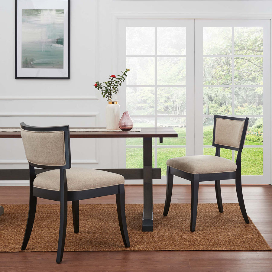 Eidfjord Upholstered Fabric Dining Chairs Set of 2 in Beige