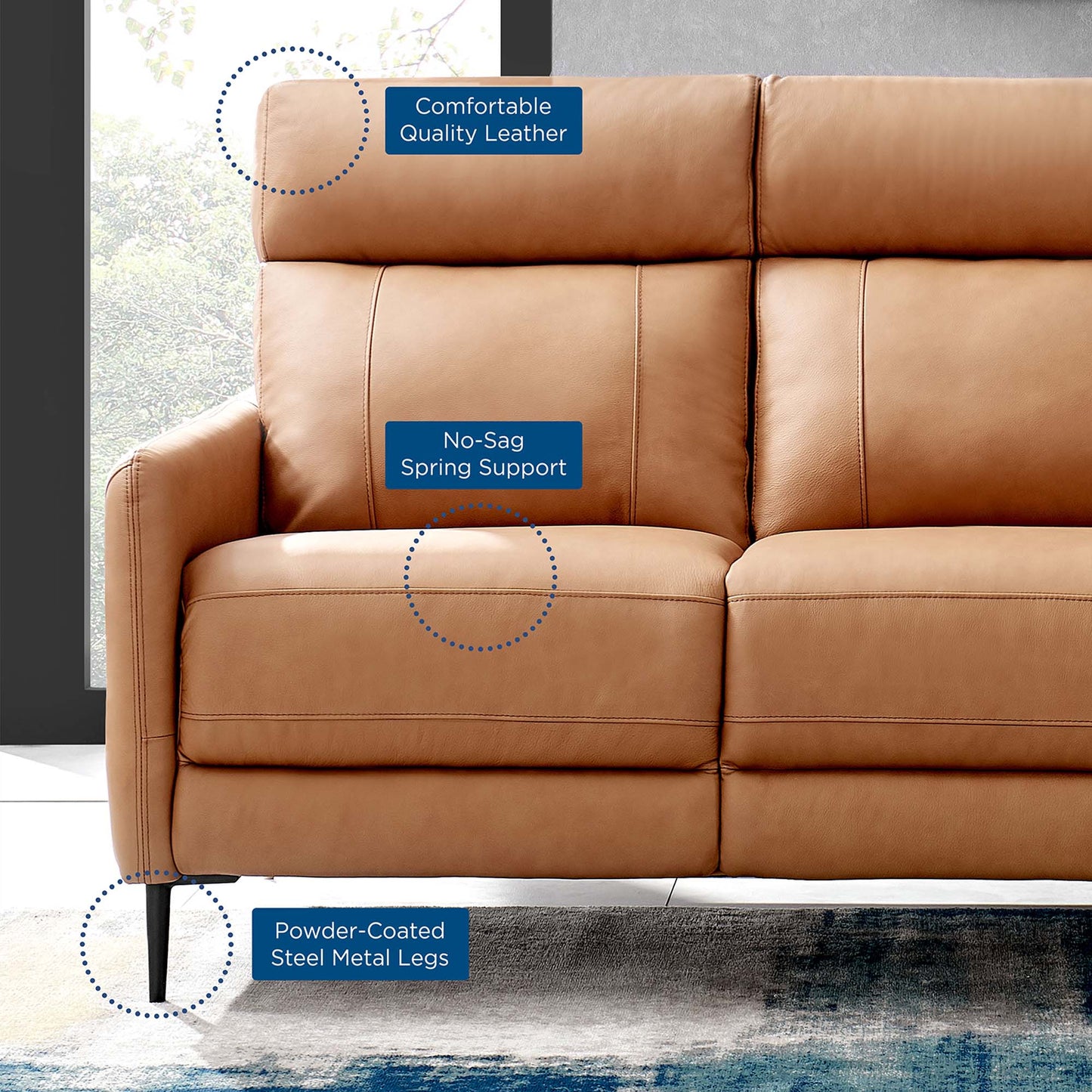 Huxley Leather Sofa by Furniture for America
