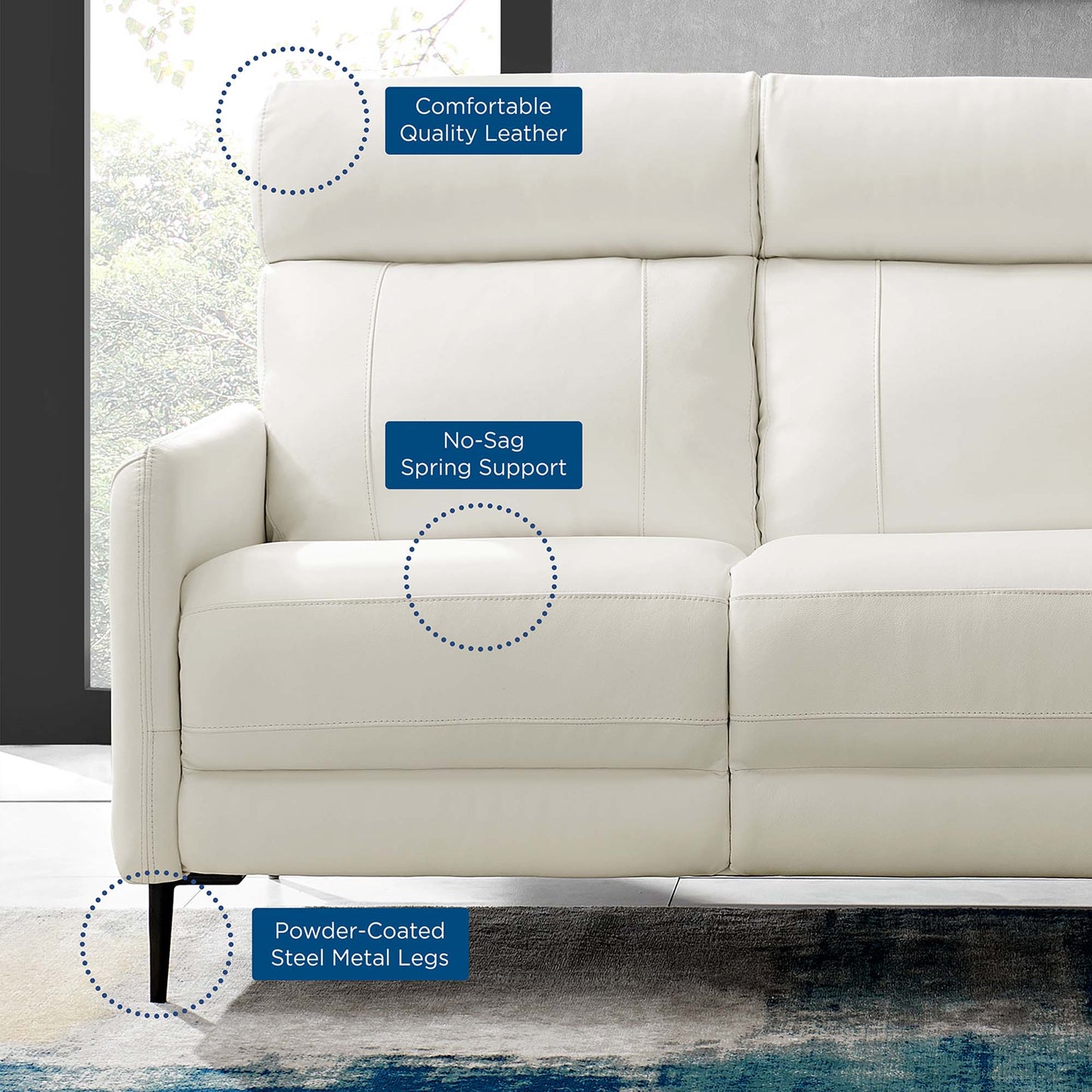 Huxley Leather Sofa by Furniture for America