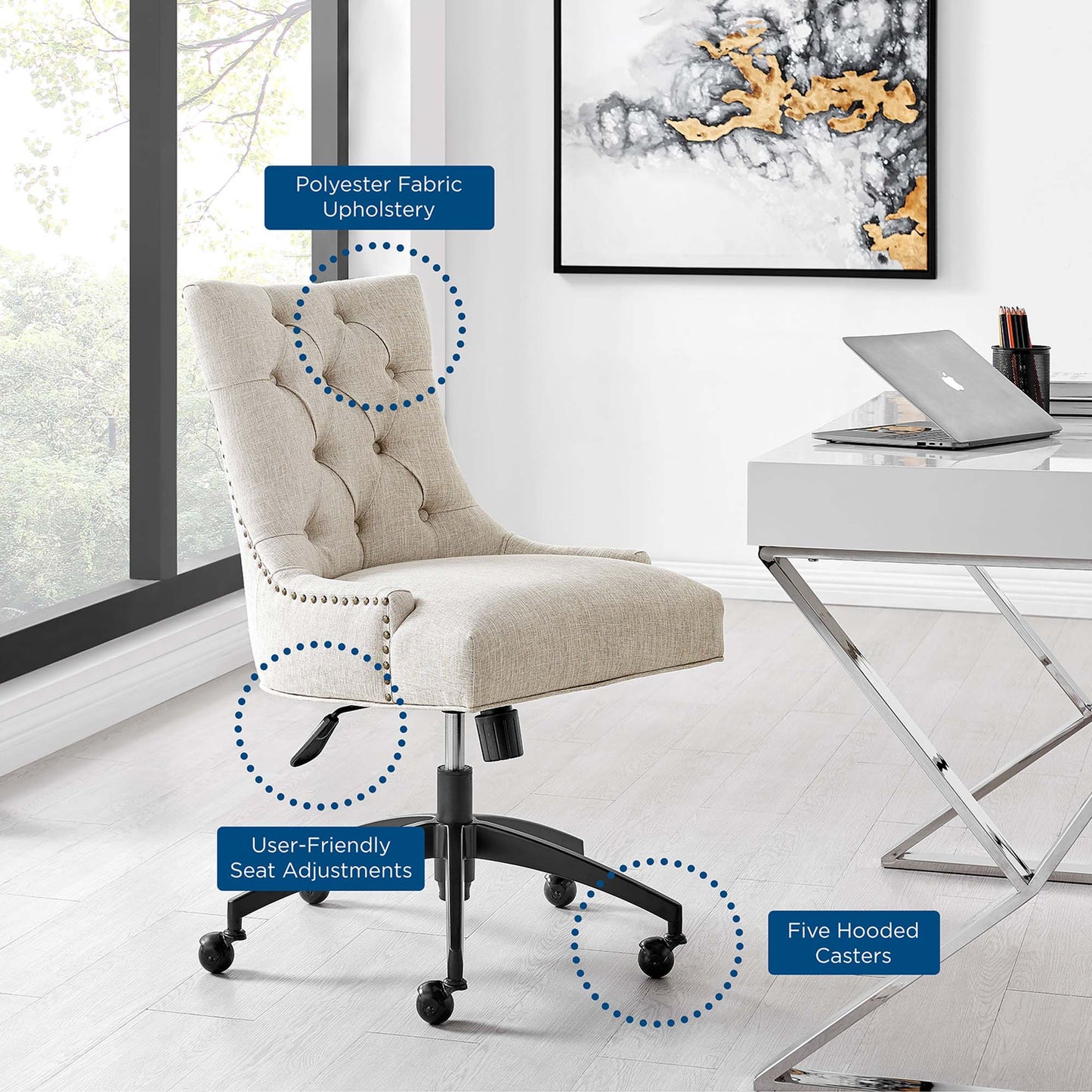 Regent Tufted Fabric Office Chair by Furniture for America