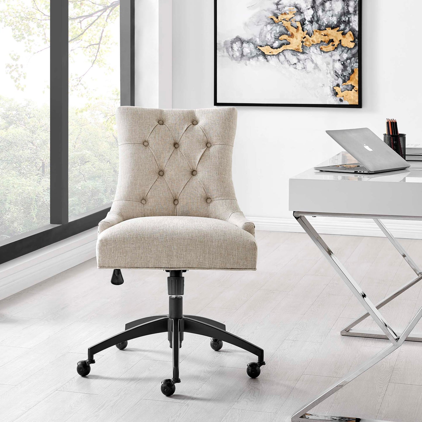 Regent Tufted Fabric Office Chair by Furniture for America