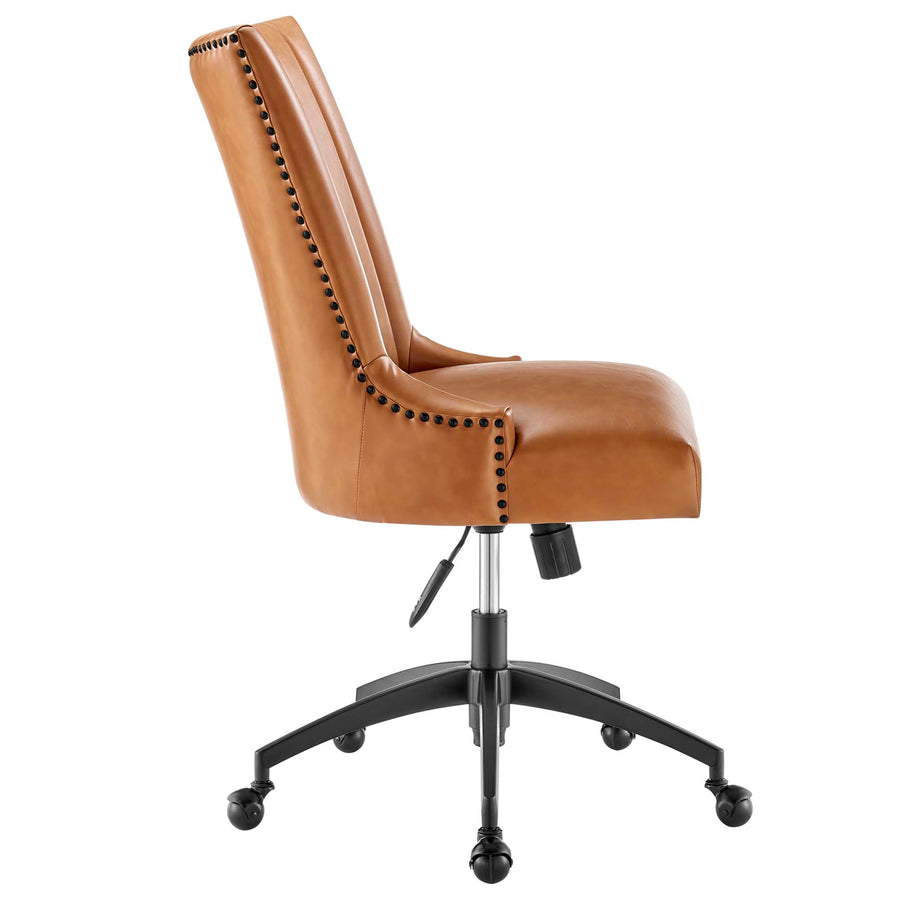 Pomona Channel Tufted Vegan Leather Office Chair in Black Tan
