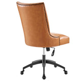 Pomona Channel Tufted Vegan Leather Office Chair in Black Tan