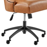 Pomona Channel Tufted Vegan Leather Office Chair in Black Tan