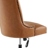Pomona Channel Tufted Vegan Leather Office Chair in Black Tan
