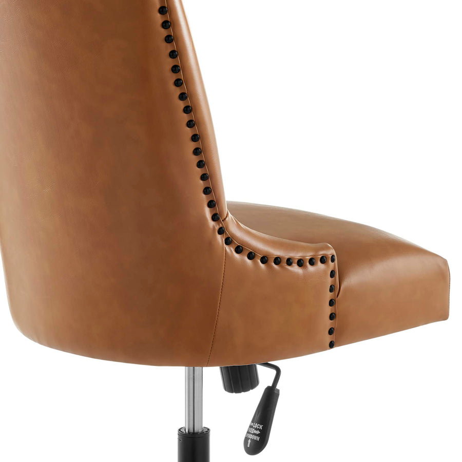 Pomona Channel Tufted Vegan Leather Office Chair in Black Tan