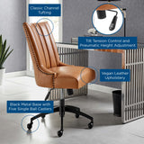 Pomona Channel Tufted Vegan Leather Office Chair in Black Tan