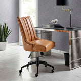 Pomona Channel Tufted Vegan Leather Office Chair in Black Tan