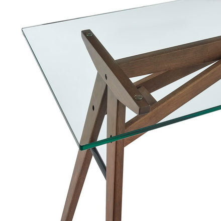 Steadfast Glass Top Office Desk in Walnut