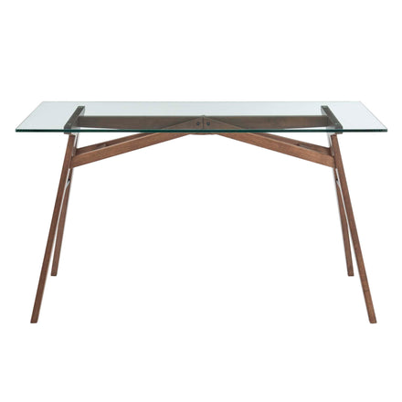 Steadfast Glass Top Office Desk in Walnut