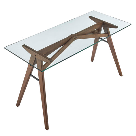 Steadfast Glass Top Office Desk in Walnut