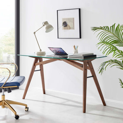 Steadfast Glass Top Office Desk by Furniture for America