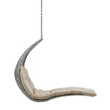 Dorian Hanging Chaise Lounge Outdoor Patio Swing Chair in Light Gray Beige