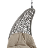 Dorian Hanging Chaise Lounge Outdoor Patio Swing Chair in Light Gray Beige