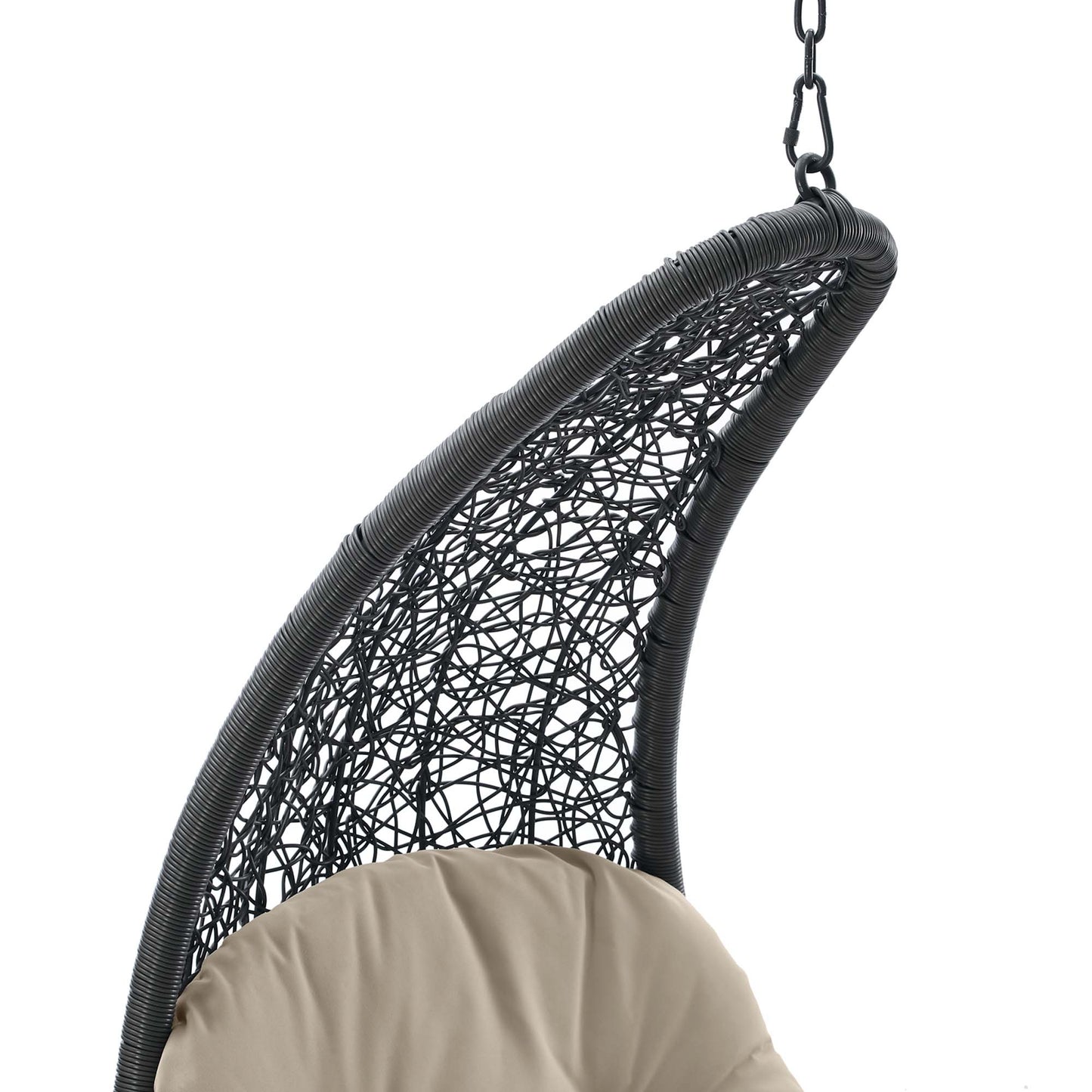Dorian Hanging Chaise Lounge Outdoor Patio Swing Chair in Light Gray Beige