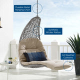 Dorian Hanging Chaise Lounge Outdoor Patio Swing Chair in Light Gray Beige