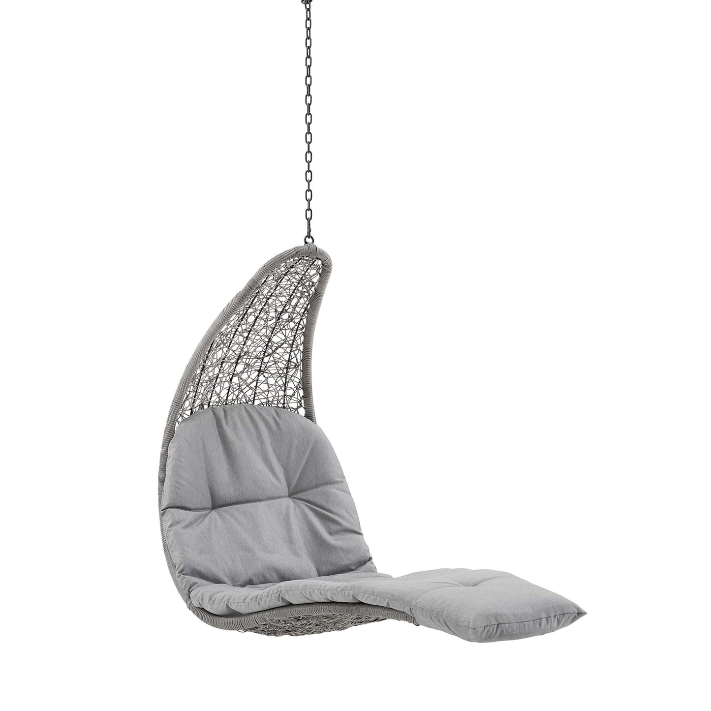 Dorian Hanging Chaise Lounge Outdoor Patio Swing Chair in Light Gray Gray