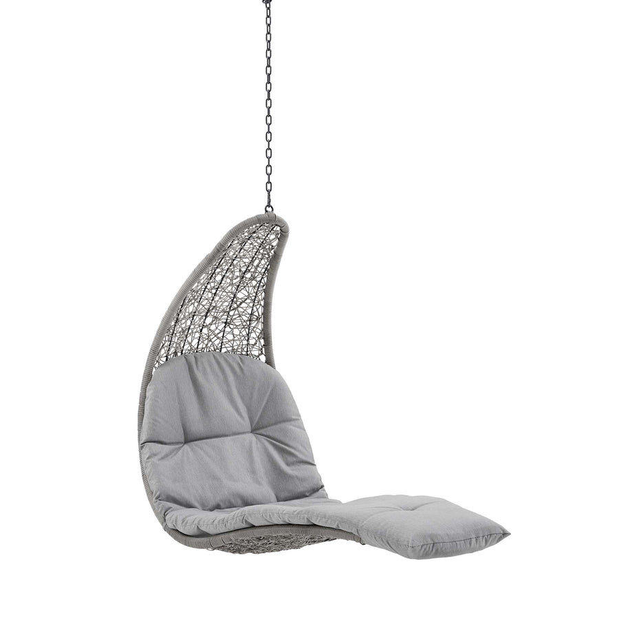 Dorian Hanging Chaise Lounge Outdoor Patio Swing Chair in Light Gray Gray