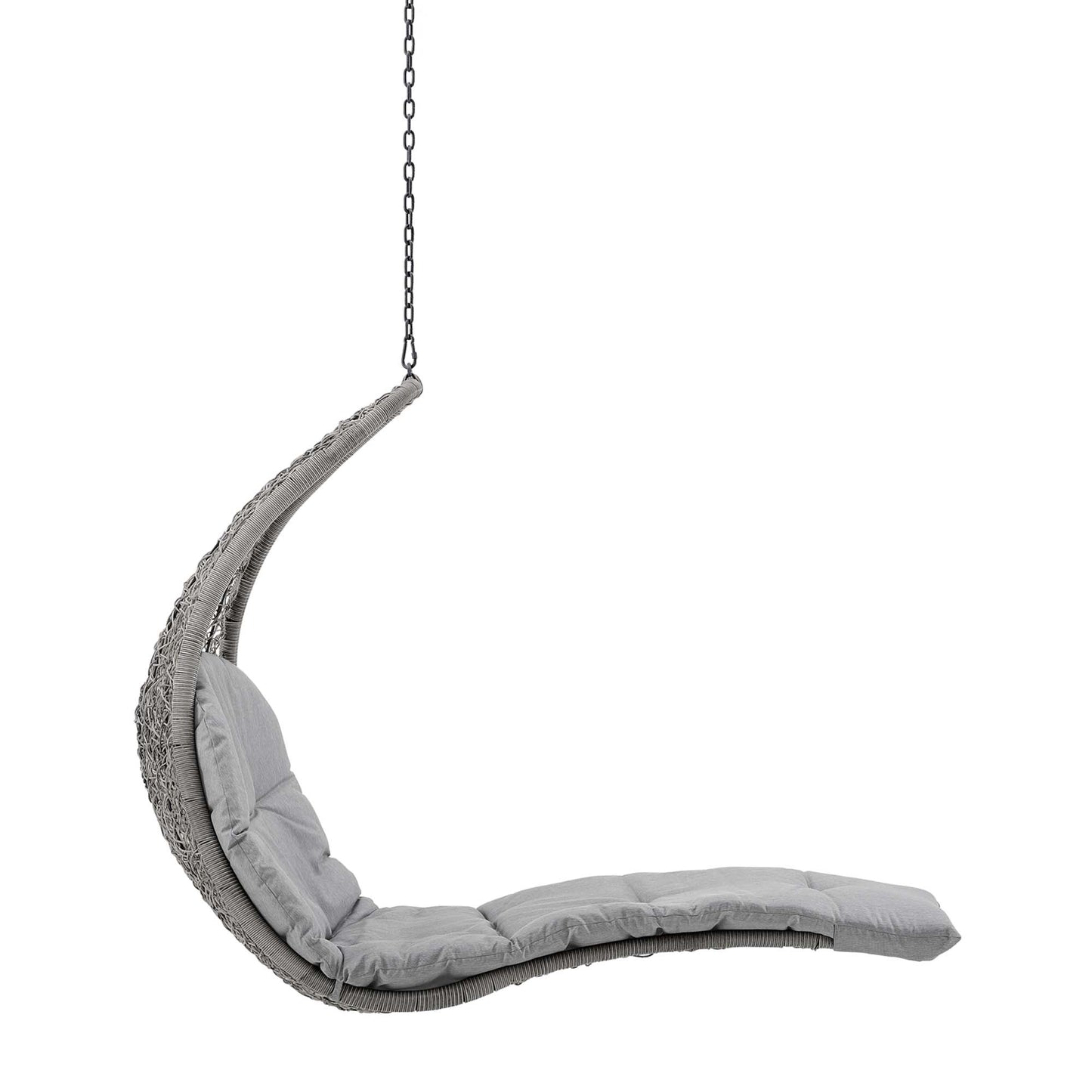 Dorian Hanging Chaise Lounge Outdoor Patio Swing Chair in Light Gray Gray