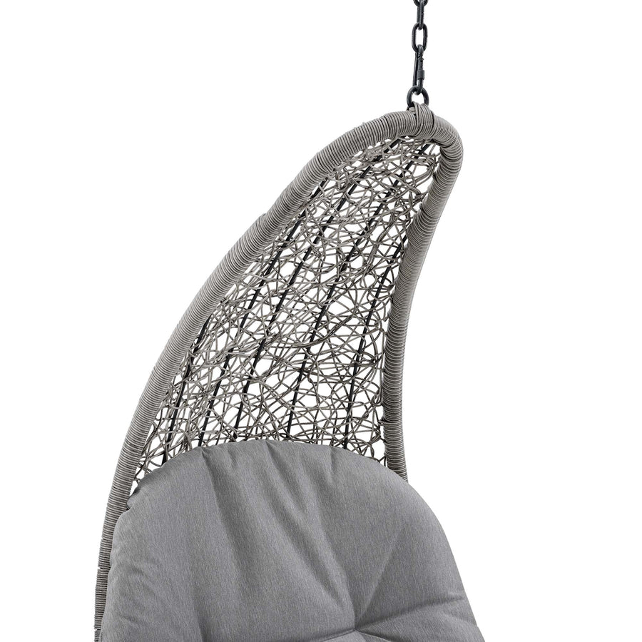 Dorian Hanging Chaise Lounge Outdoor Patio Swing Chair in Light Gray Gray