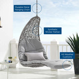 Dorian Hanging Chaise Lounge Outdoor Patio Swing Chair in Light Gray Gray