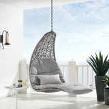 Dorian Hanging Chaise Lounge Outdoor Patio Swing Chair in Light Gray Gray