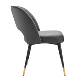 Plaid Performance Velvet Dining Side Chairs Set of 2 in Charcoal