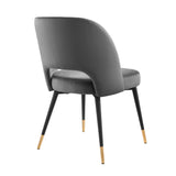 Plaid Performance Velvet Dining Side Chairs Set of 2 in Charcoal