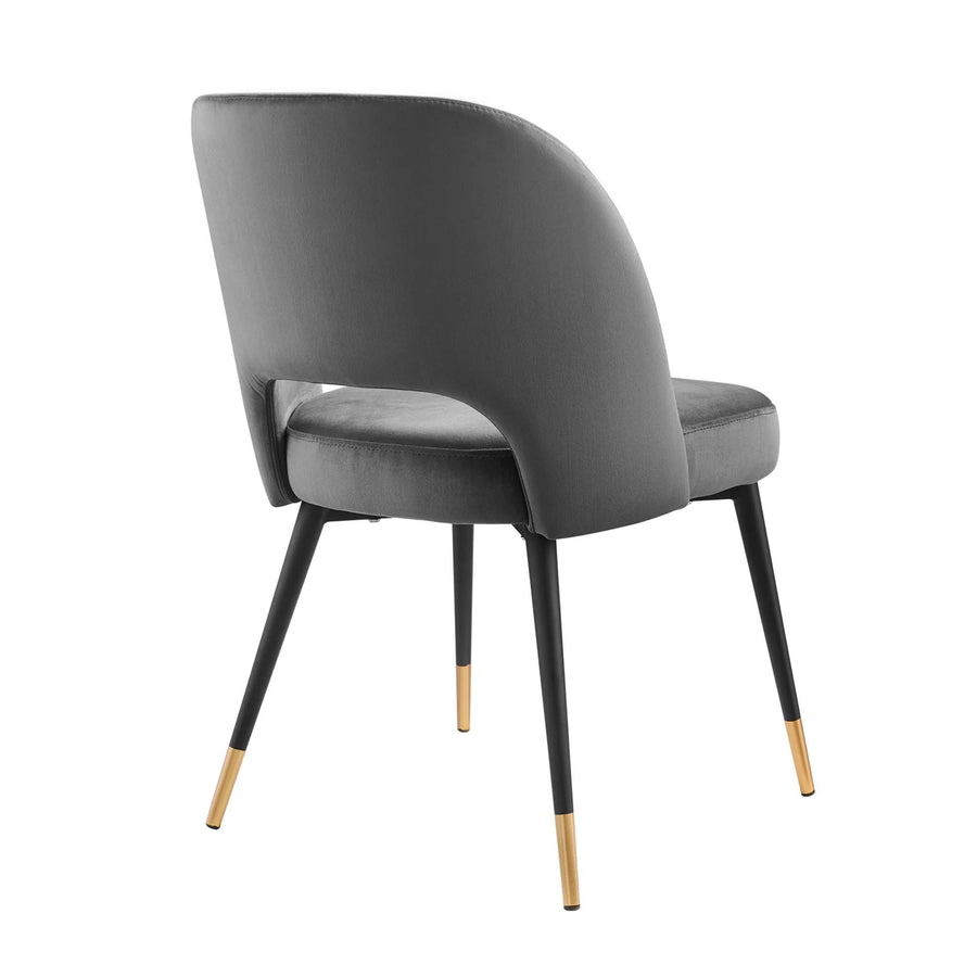 Plaid Performance Velvet Dining Side Chairs Set of 2 in Charcoal