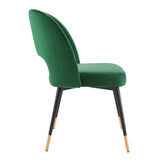 Plaid Performance Velvet Dining Side Chairs Set of 2 in Emerald