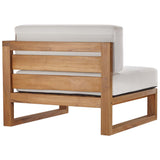 Cedar 5-Piece Outdoor Patio Teak Wood Sectional Sofa Set in Natural White