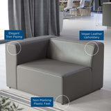 Pike Vegan Leather Left-Arm Chair in Gray