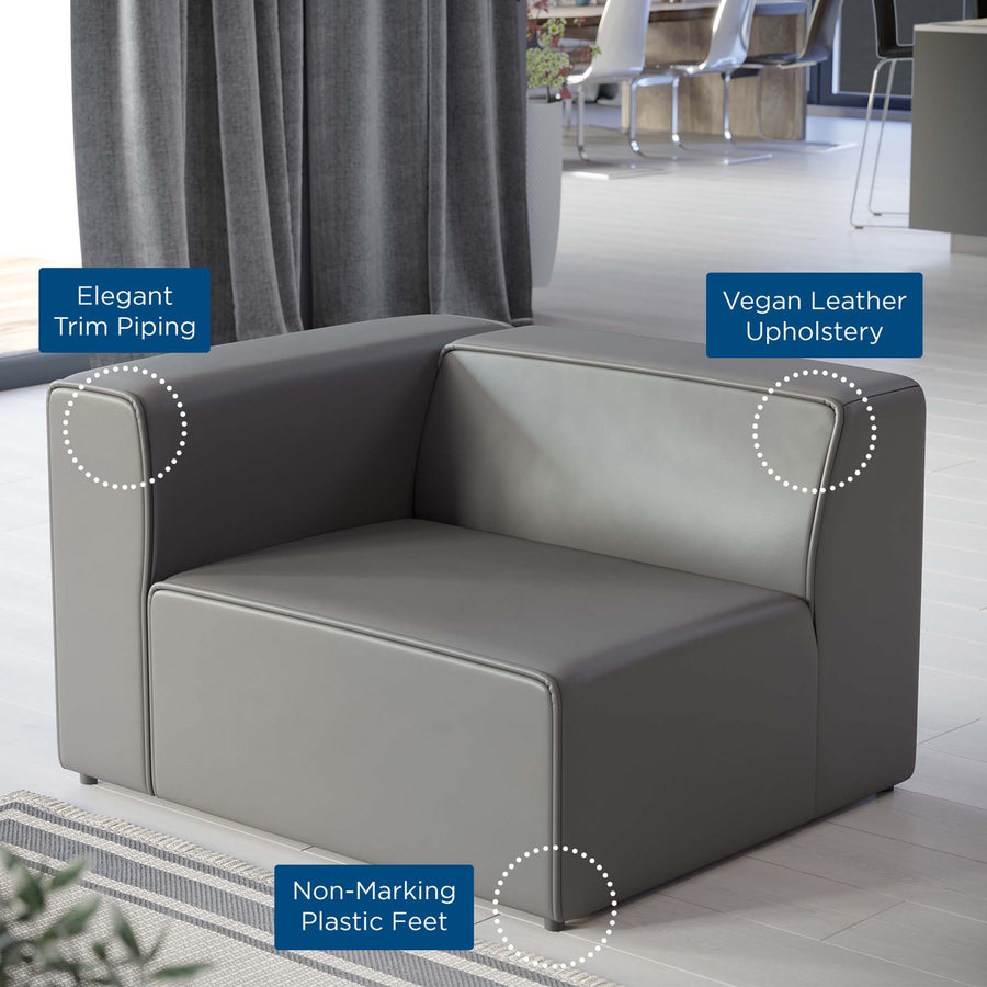 Pike Vegan Leather Left-Arm Chair in Gray
