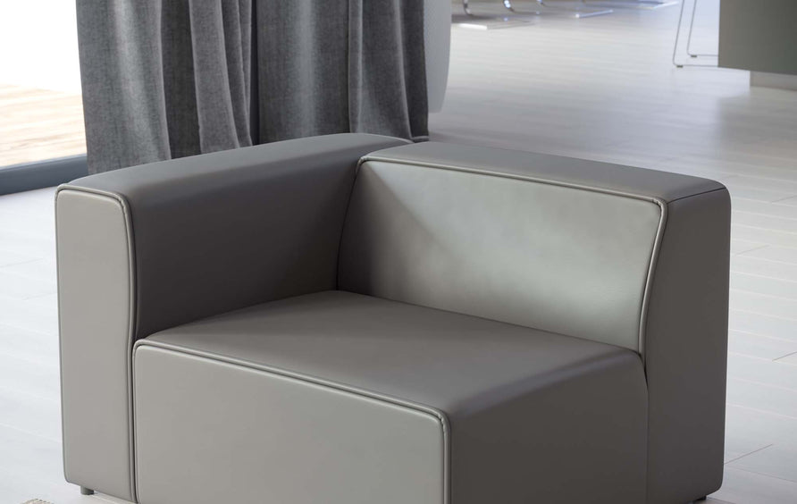 Pike Vegan Leather Left-Arm Chair in Gray