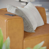 Pike Vegan Leather Left-Arm Chair in Tan
