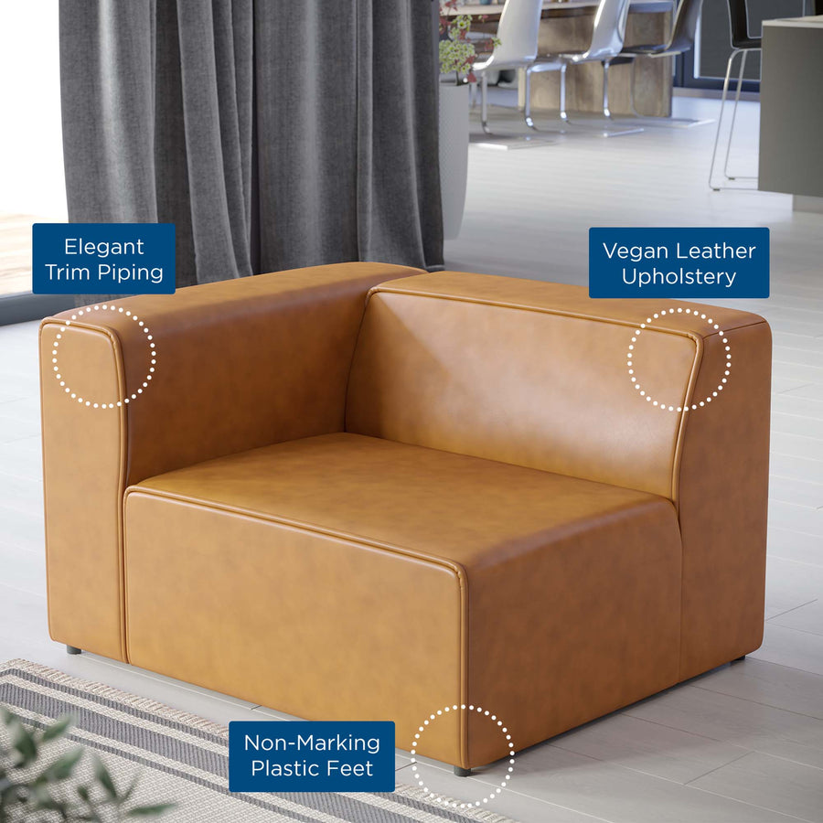 Pike Vegan Leather Left-Arm Chair in Tan