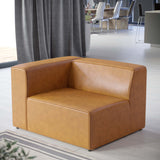 Pike Vegan Leather Left-Arm Chair in Tan