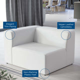 Pike Vegan Leather Left-Arm Chair in White