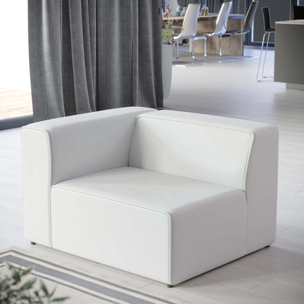 Mingle Vegan Leather Left-Arm Chair in White