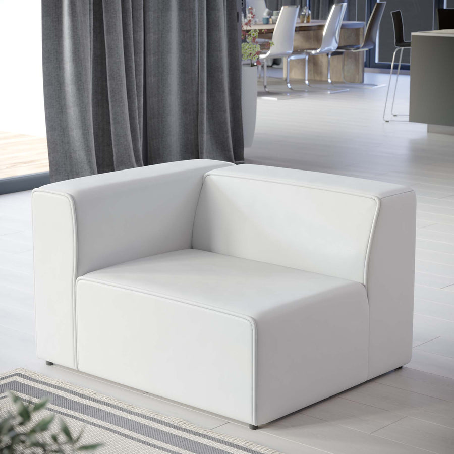 Pike Vegan Leather Left-Arm Chair in White
