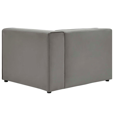 Mingle Vegan Leather Right-Arm Chair in Gray